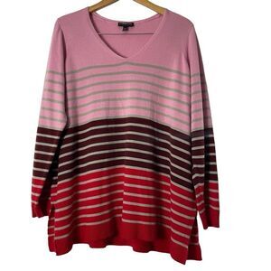 Lane Bryant Pink Multicolor 3/4 Sleeves Acrylic Sweater Size 18/20